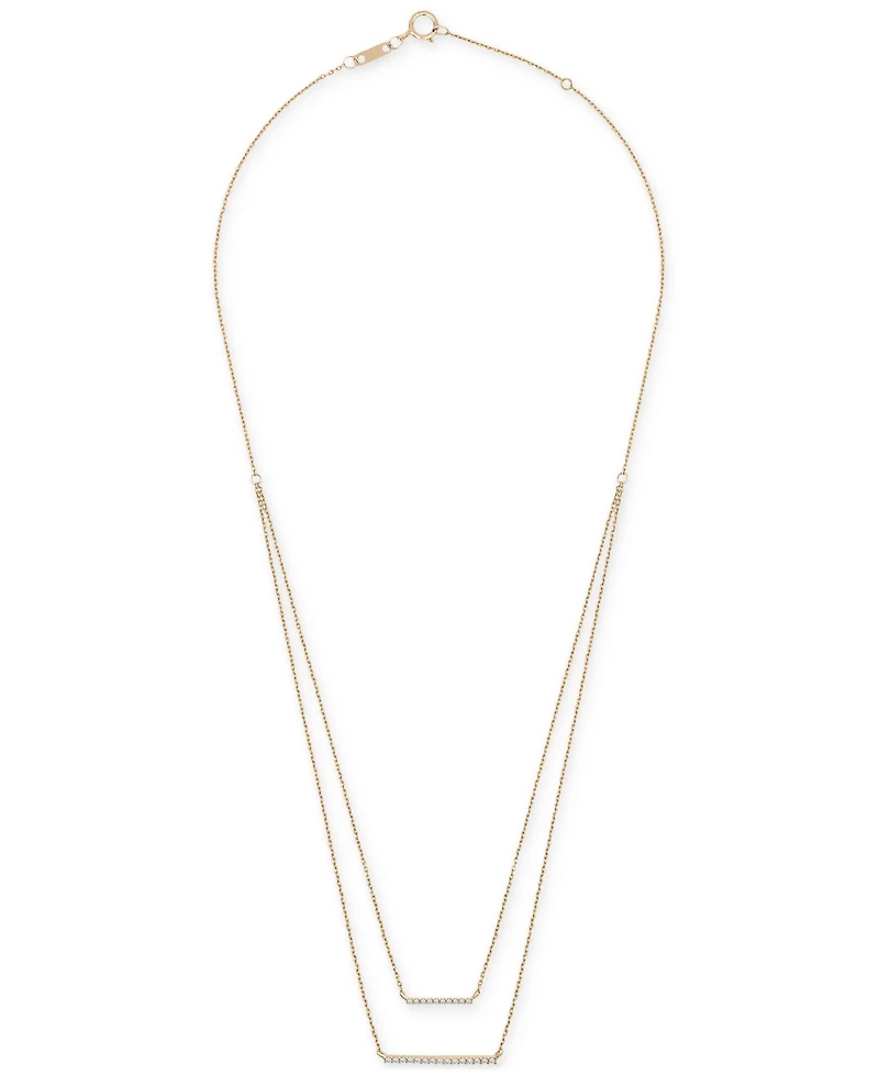 Wrapped Diamond Double Bar Layered Necklace (1/6 ct. t.w.) 10k White or Yellow Gold, 17" + 1" extender, Created for Macy's