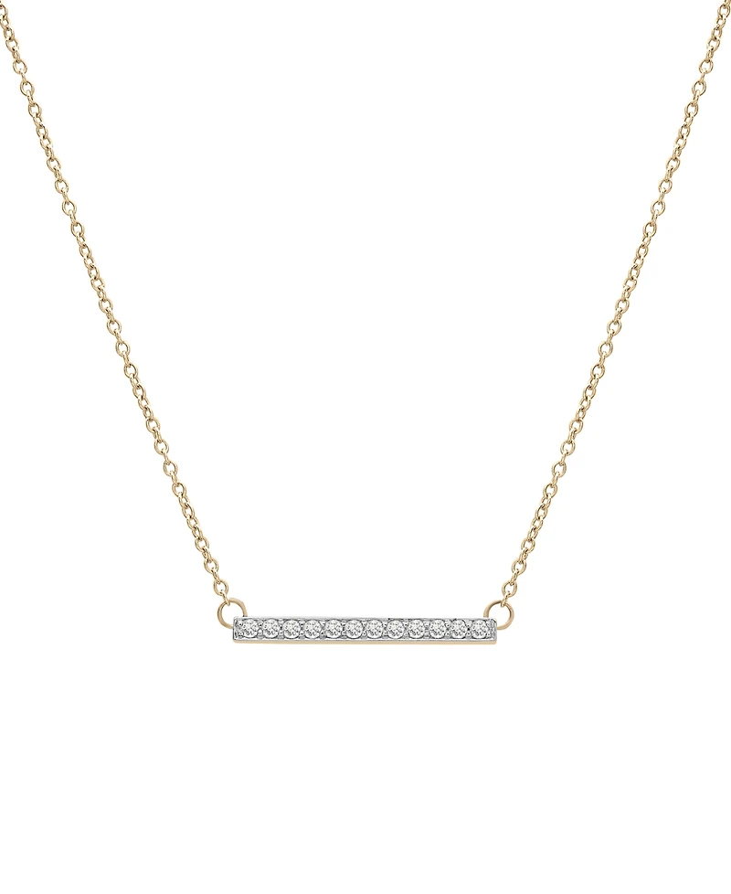 Wrapped Diamond Bar Pendant Necklace (1/6 ct. t.w.) in 14k White Gold or 14K Yellow Gold, 18" + 2" extender, Created for Macy's
