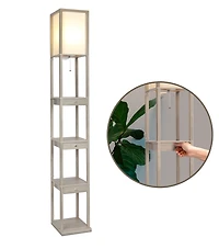 Maxwell Drawer 72" Led Shelf Floor Lamp with Lantern Shade