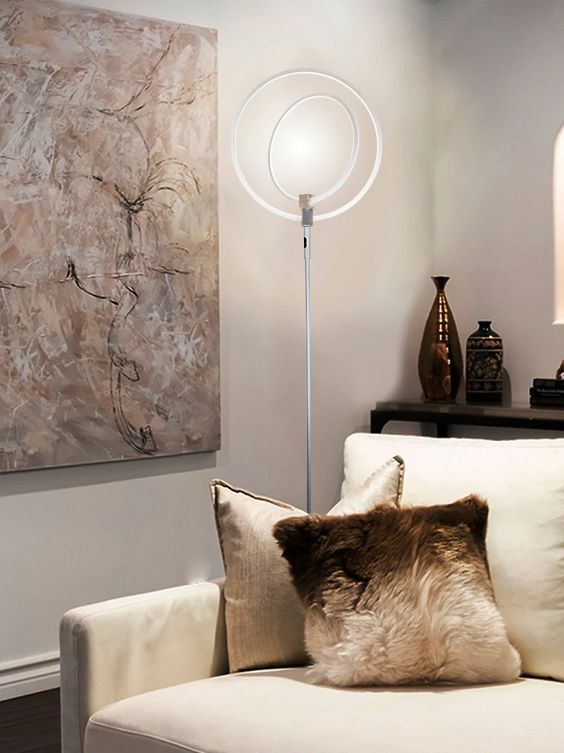 Eclipse 79" Led Torchiere Floor Lamp with Adjustable Rings