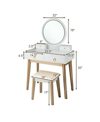 Makeup Vanity Table 3 Color Lighting Modes Jewelry Dressing