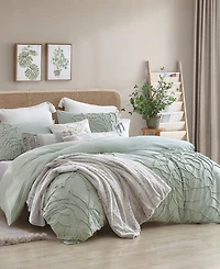 Peri Home Chenille Rose Green 3 Piece Comforter Set, King