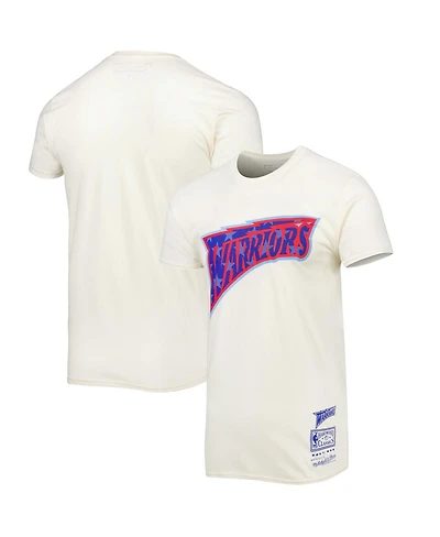Men's Mitchell & Ness Cream Golden State Warriors Hardwood Classics Americana Freedom T-shirt