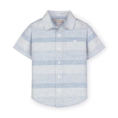Hope & Henry Baby Boys Linen Short Sleeve Button Down Shirt