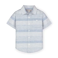 Hope & Henry Baby Boys Linen Short Sleeve Button Down Shirt