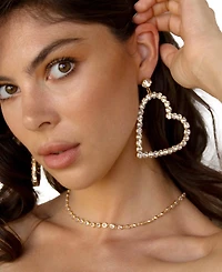 Ettika 18k Gold-Plated Crystal Heart Statement Earrings