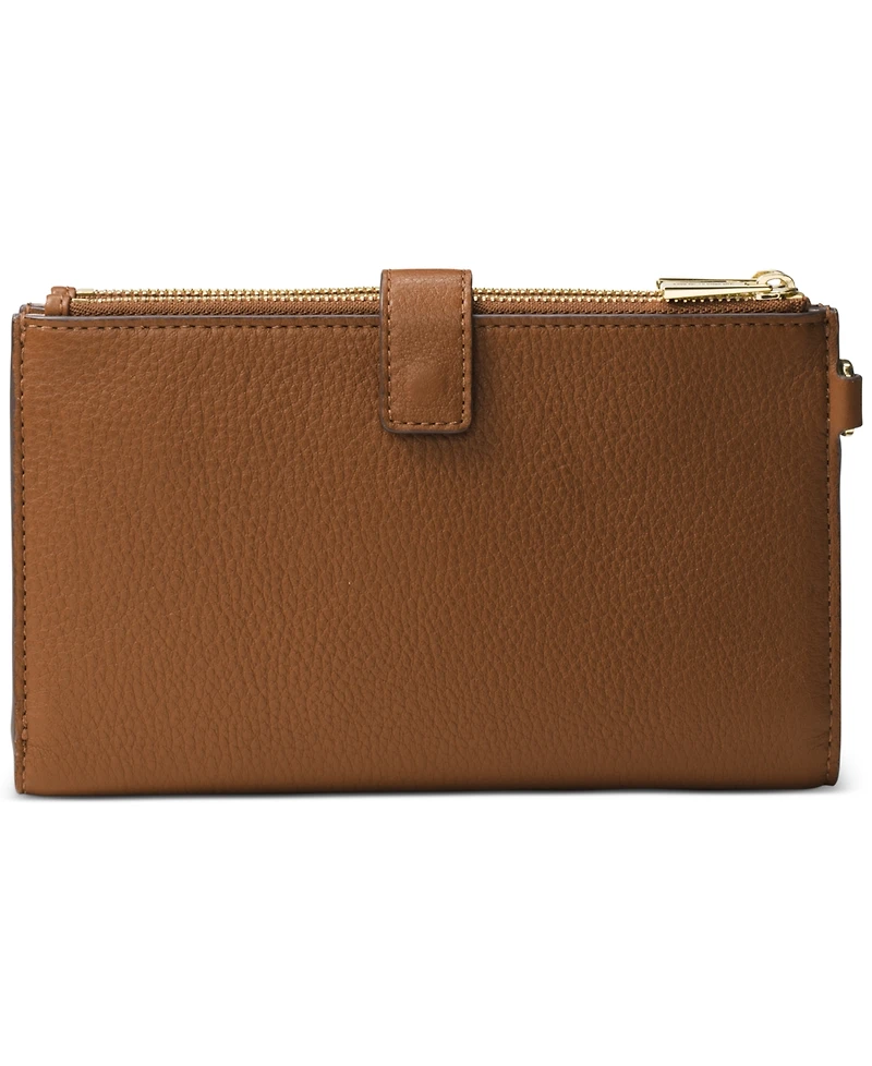 Michael Kors Adele Double-Zip Pebble Leather Phone Wristlet