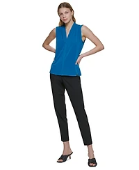Calvin Klein Gathered V-Neck Sleeveless Top