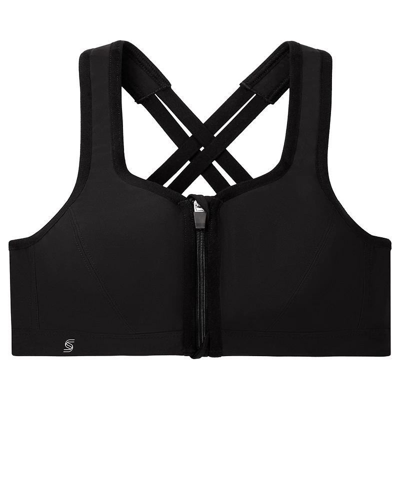 Glamorise Plus Full Figure Zip Up Front Closure Sports Wirefree Bra 9266