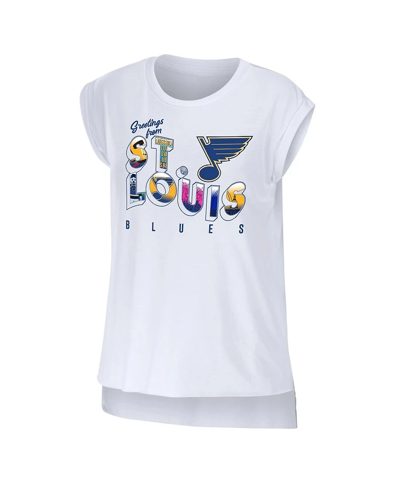 Women's Wear by Erin Andrews White St. Louis Blues Greetings From Muscle T-shirt