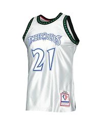 Men's Mitchell & Ness Kevin Garnett Platinum Minnesota Timberwolves 1997-98 Hardwood Classics 75th Anniversary Swingman Jersey