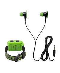 Playzoom Kid's Black Green Ailen Silicone Strap Touchscreen Smart Watch 42mm with Earbuds Gift Set