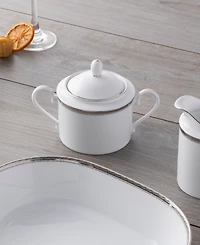 Noritake Whiteridge Platinum Sugar Bowl W/ Cover, 11 Oz.