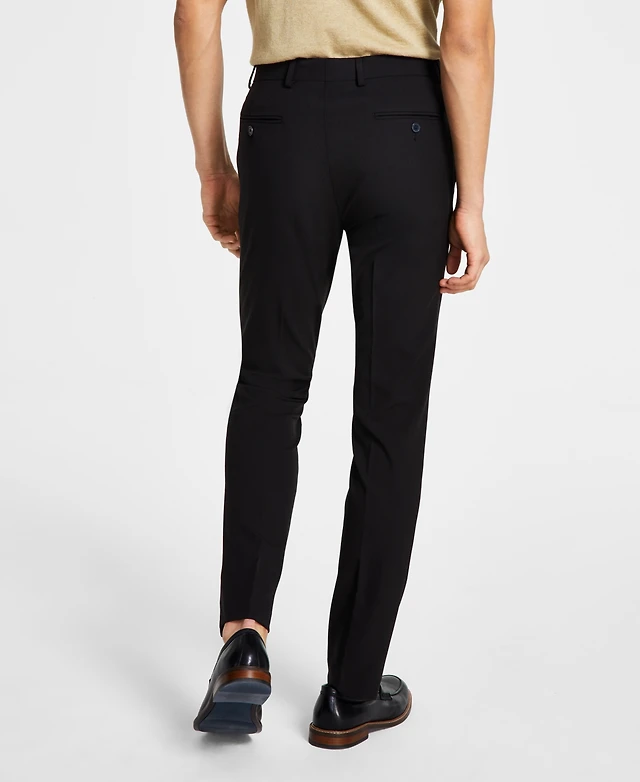 slim fit dress slacks Calvin Klein Boys' 8-20 Stretch Textured Windowpane Pants - Gray