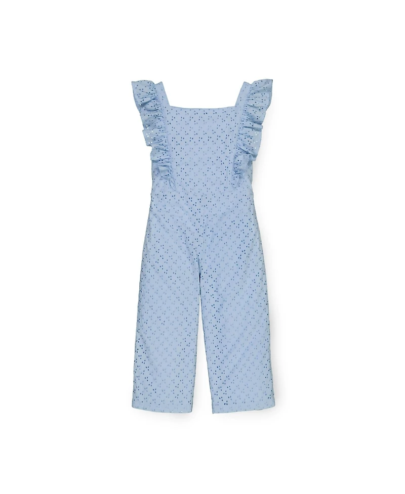 Hope & Henry Baby Girls Wide Leg Short Ruffle Sleeve Jumpsuit
