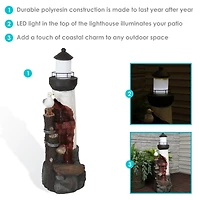 36"H Electric Polyresin Gull's Cove Lighthouse Outdoor Water Fountain with Led Light