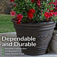 Laurel 13" Outdoor Double-Walled Polyresin Planter with Uv-Resistant Rust Finish