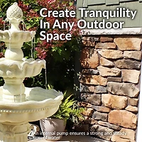 51"H Electric Polyresin and Fiberglass 3-Tier Pineapple Top Outdoor Water Fountain