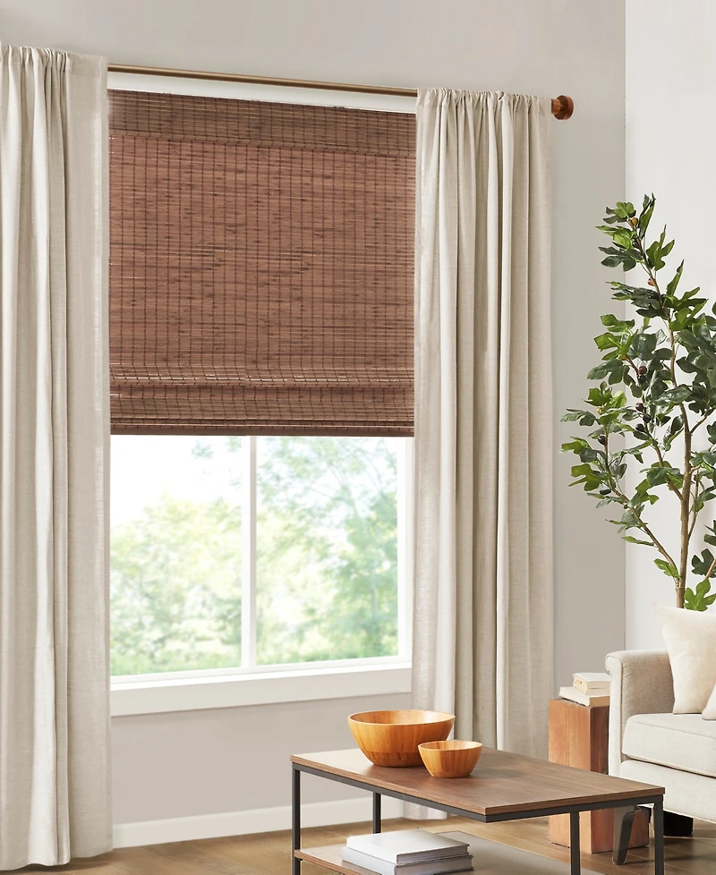 Madison Park Bamboo Light Filtering Roman Shade, Single Panel for Bedroom, light filtering 100% Natural bamboo window Roman Shades for Living Room, Wi