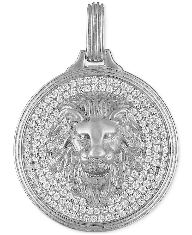 Esquire Men's Jewelry Cubic Zirconia Lion Pendant in Sterling Silver, Created for Macy's