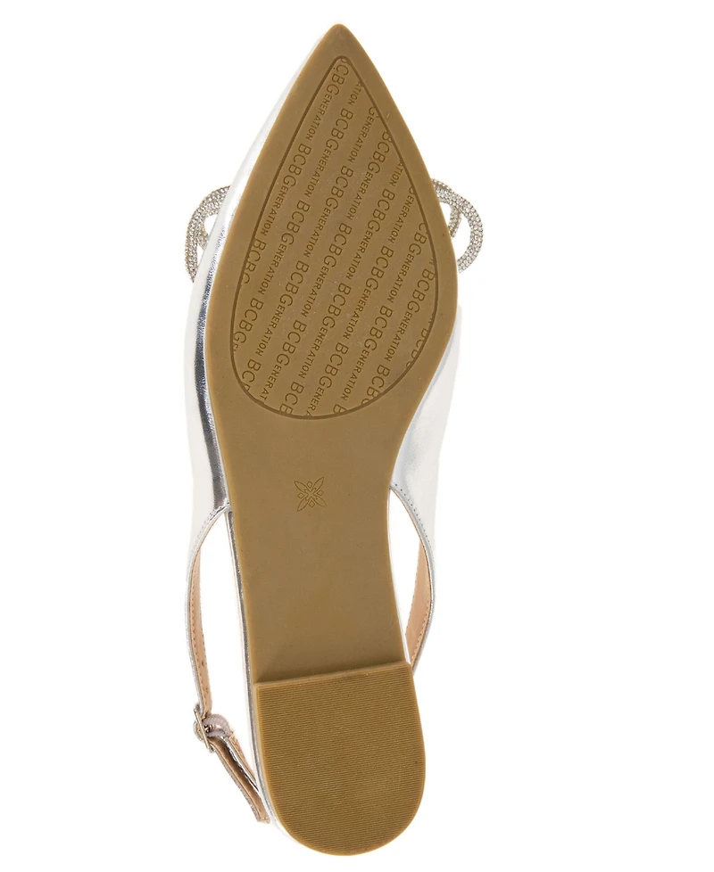 BCBGeneration Women's Kristin Rhinestone Bow Sling Back Flat