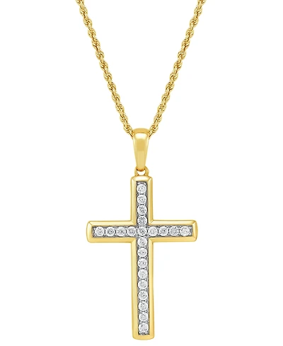 Grown With Love Men's Lab Grown Diamond Cross 22" Pendant Necklace (1 ct. t.w.) in 10k Gold & White Gold