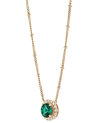 Lab-Created Emerald (1-1/5 ct. t.w.) & Lab-Created White Sapphire (1/6 ct. t.w.) Halo Pendant Necklace in 14k Gold-Plated Sterling Silver 16" + 2" ext