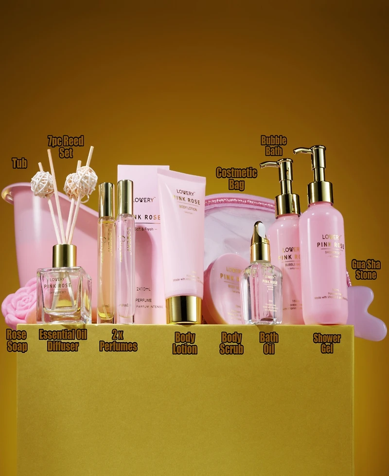 Lovery 19-Pc. Pink Rose Relaxing Luxury Spa Gift Set