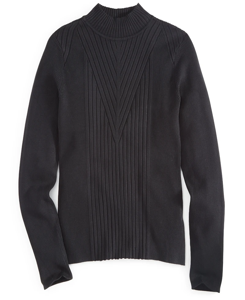 I.n.c. International Concepts Women's Detail Ribbed Mock Neck Sweater, Created for Macy's