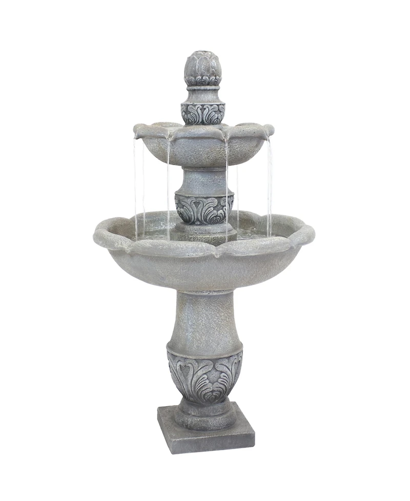 Sunnydaze Decor 50-Inch 2-Tier French Garden Outdoor Water Fountain - Glass Fiber Reinforced Concrete Construction - Dusty Gray