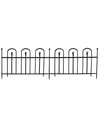 Strasbourg 6' Set of 2 Steel Decorative Garden Fence Panels - 37.5" W x 30.5" H Per Panel - Black