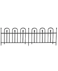 Strasbourg 6' Set of 2 Steel Decorative Garden Fence Panels - 37.5" W x 30.5" H Per Panel - Black