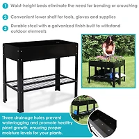 Hot Dip Galvanized Steel Raised Garden Bed with Mesh Shelf - Set of 2