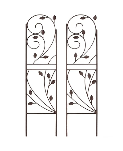 Metal Wire Rustic Plant Design Garden Trellis for Outdoor Climbing Flowers and Vines - 32" H - Brown - 2-Pack