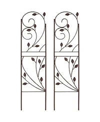 Metal Wire Rustic Plant Design Garden Trellis for Outdoor Climbing Flowers and Vines - 32" H - Brown - 2-Pack