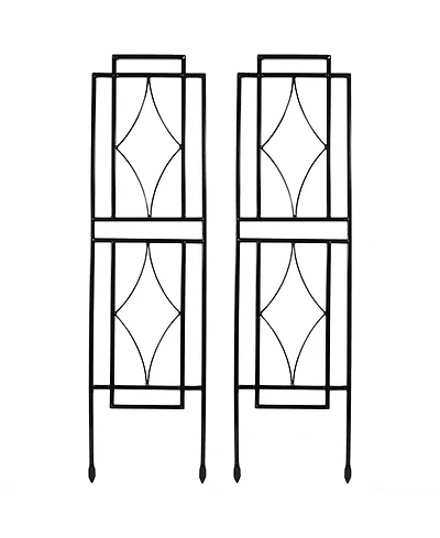 Contemporary Metal Wire Garden Trellis for Climbing Plants and Flowers - 30" H - Black - 2-Pack