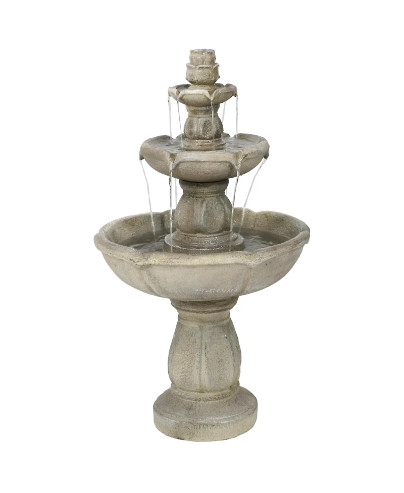 35"H Electric Fiberglass 3-Tier Birds' Delight Outdoor Bird Bath Water Fountain