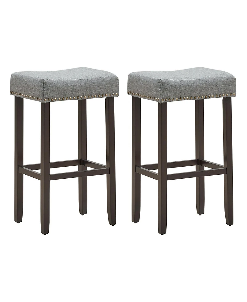 Costway Set of 2 Nailhead Saddle Bar Stools 29" Height