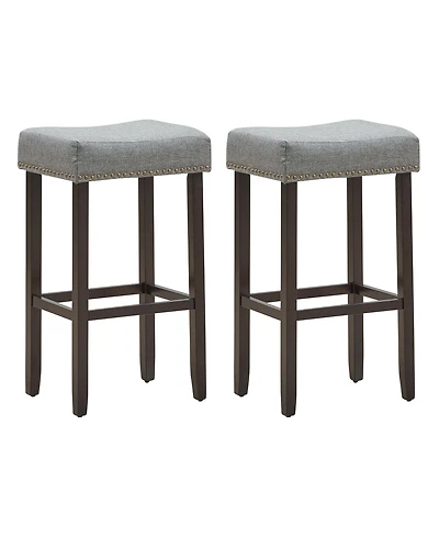 Costway Set of 2 Nailhead Saddle Bar Stools 29" Height