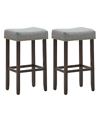 Costway Set of 2 Nailhead Saddle Bar Stools 29" Height