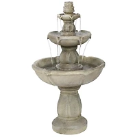 35"H Electric Fiberglass 3-Tier Birds' Delight Outdoor Bird Bath Water Fountain