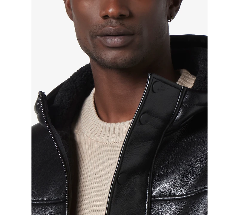 Marc New York Men's Donohue Faux Leather Fleece-Lined Parka Jacket