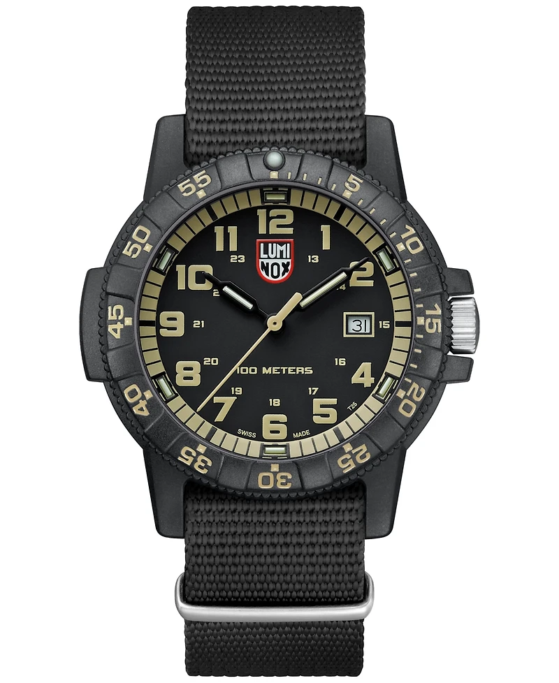 Luminox Men's Swiss Leatherback Sea Turtle Giant Dive Black Nato Strap Watch 44mm