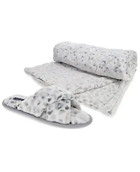 Rachel Rachel Roy Women's Gift Set with X-Band Plush Slipper and Cheetah Blanket Set