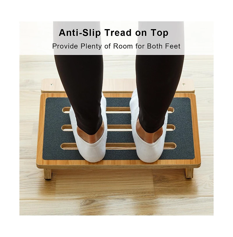 Strongtek Under Desk Footrest, Slanted Non-slip Wooden Step Stool For Home And Office