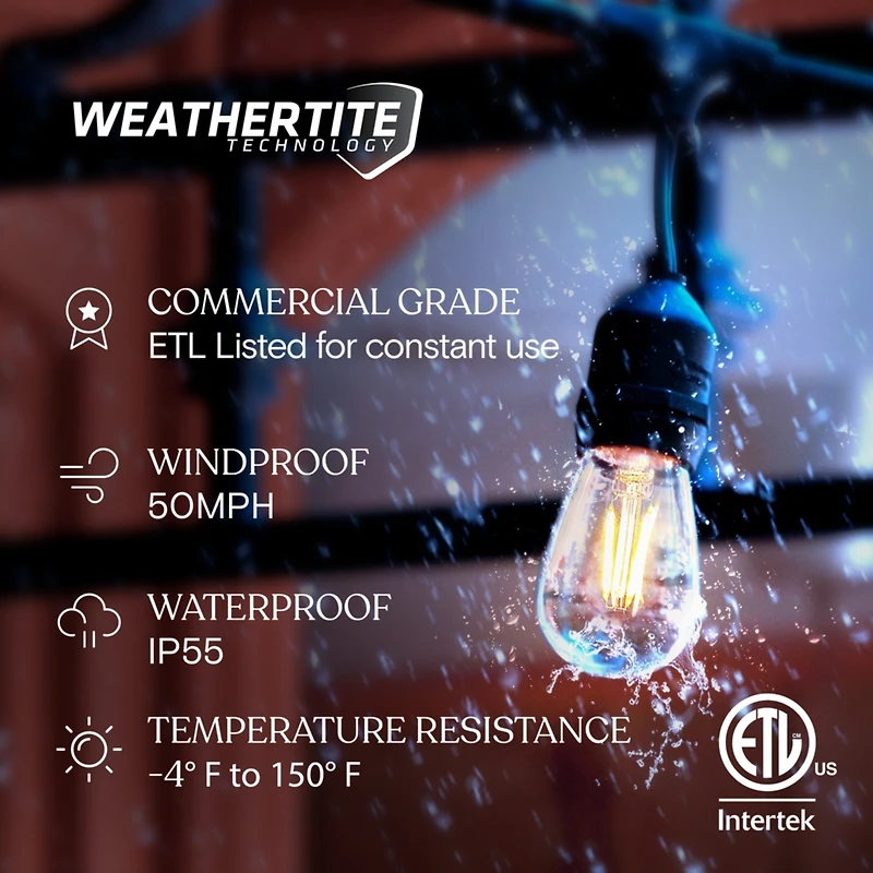 Brightech Ambience Pro 24 ft. Indoor/Outdoor Led Weatherproof 2-Watt String Lights with Warm White Hue