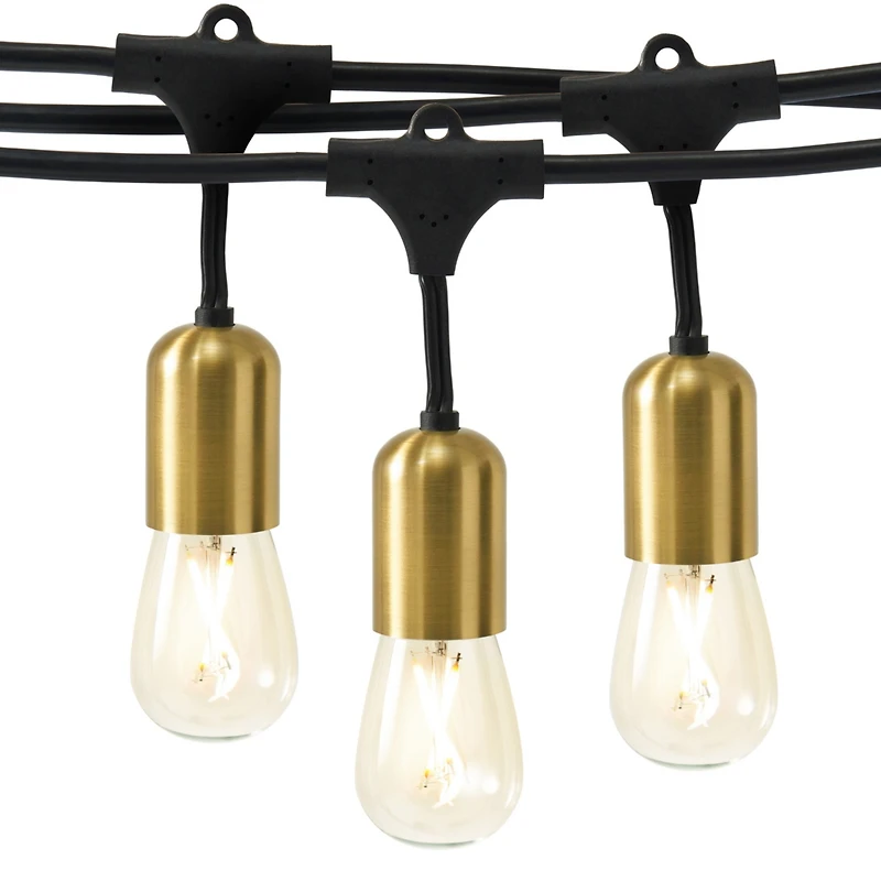 Glow 48ft Heavy Duty Weatherproof Led Outdoor Plug-In String Lights with Brass Hardware