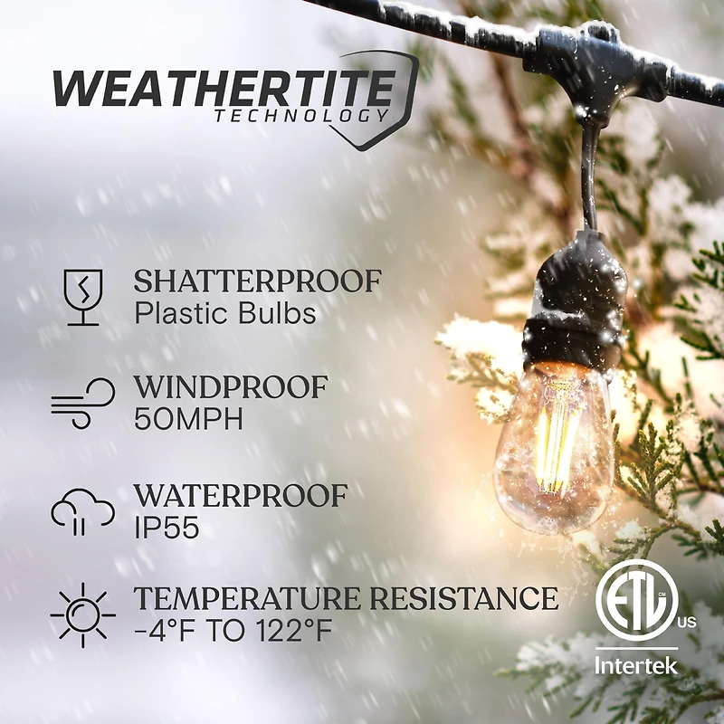 Brightech Ambience Pro 24 ft. Indoor/Outdoor Led Weatherproof 2-Watt String Lights with Neutral White Hue