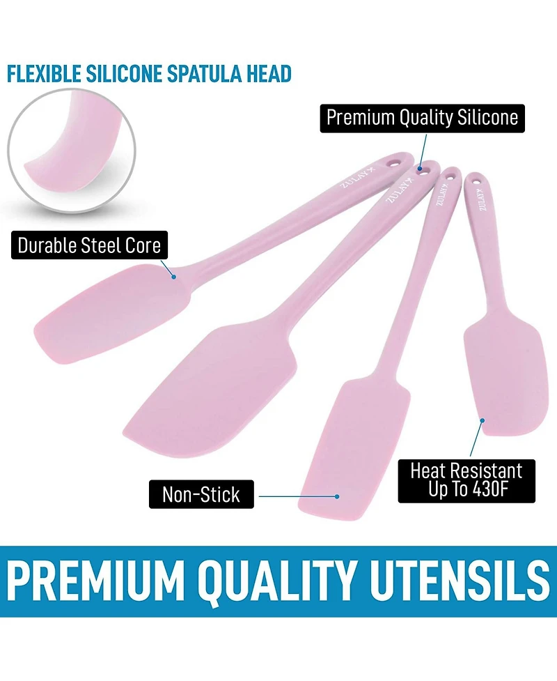 4pcs Silicone Spatula Set - Heat Resistant Silicone Tools for Cooking, Baking & Mixing