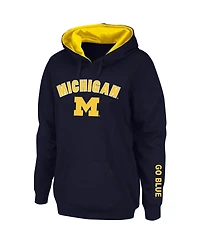 Women's Navy Michigan Wolverines Arch and Logo 1 Pullover Hoodie